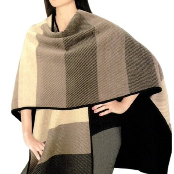 Ike Behar Reversible Fashion Fleece Wrap (Camel Stripe) one size - Picture 10 of 11